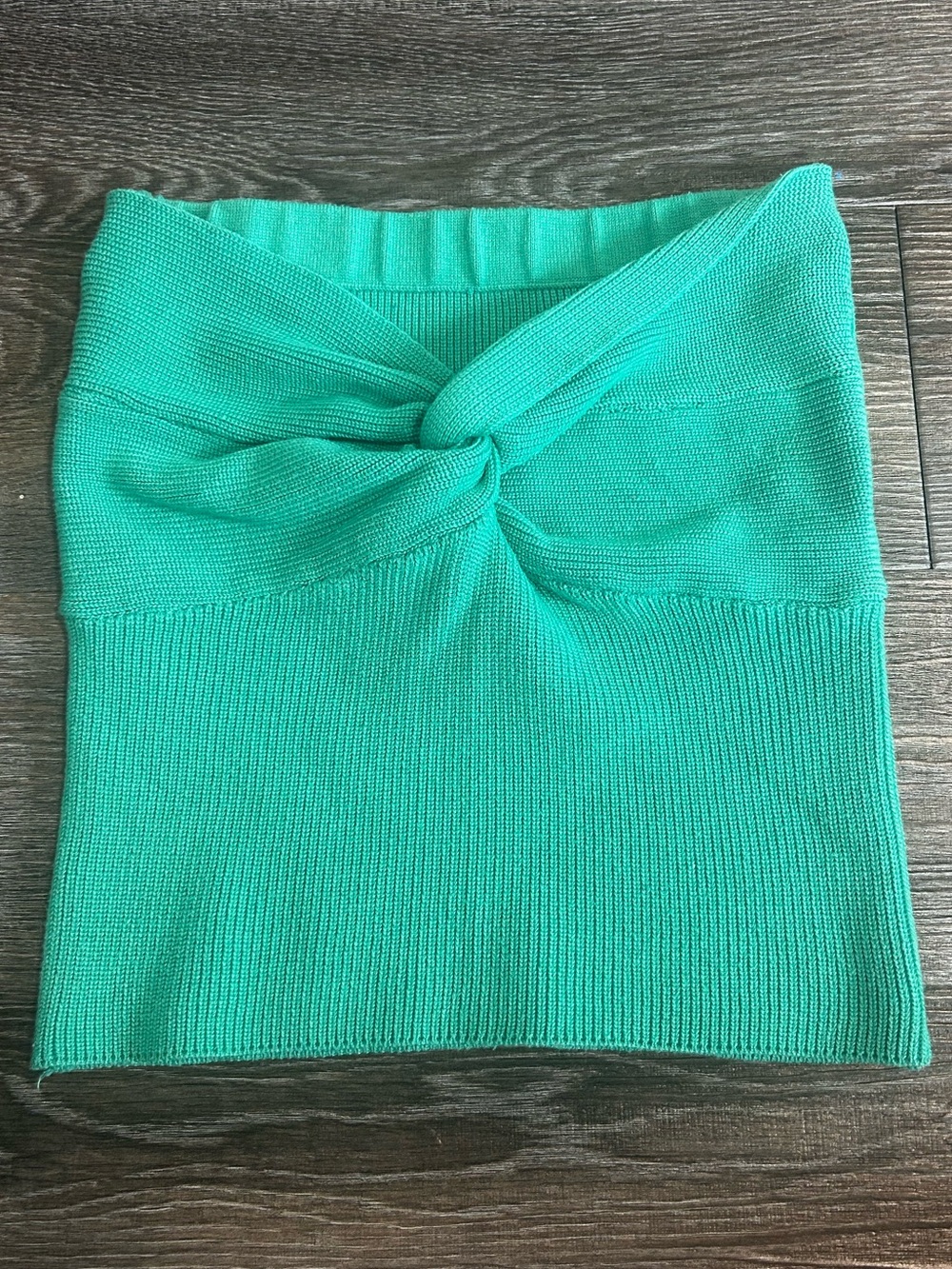 Turquoise Knit Twist Bandeau Top